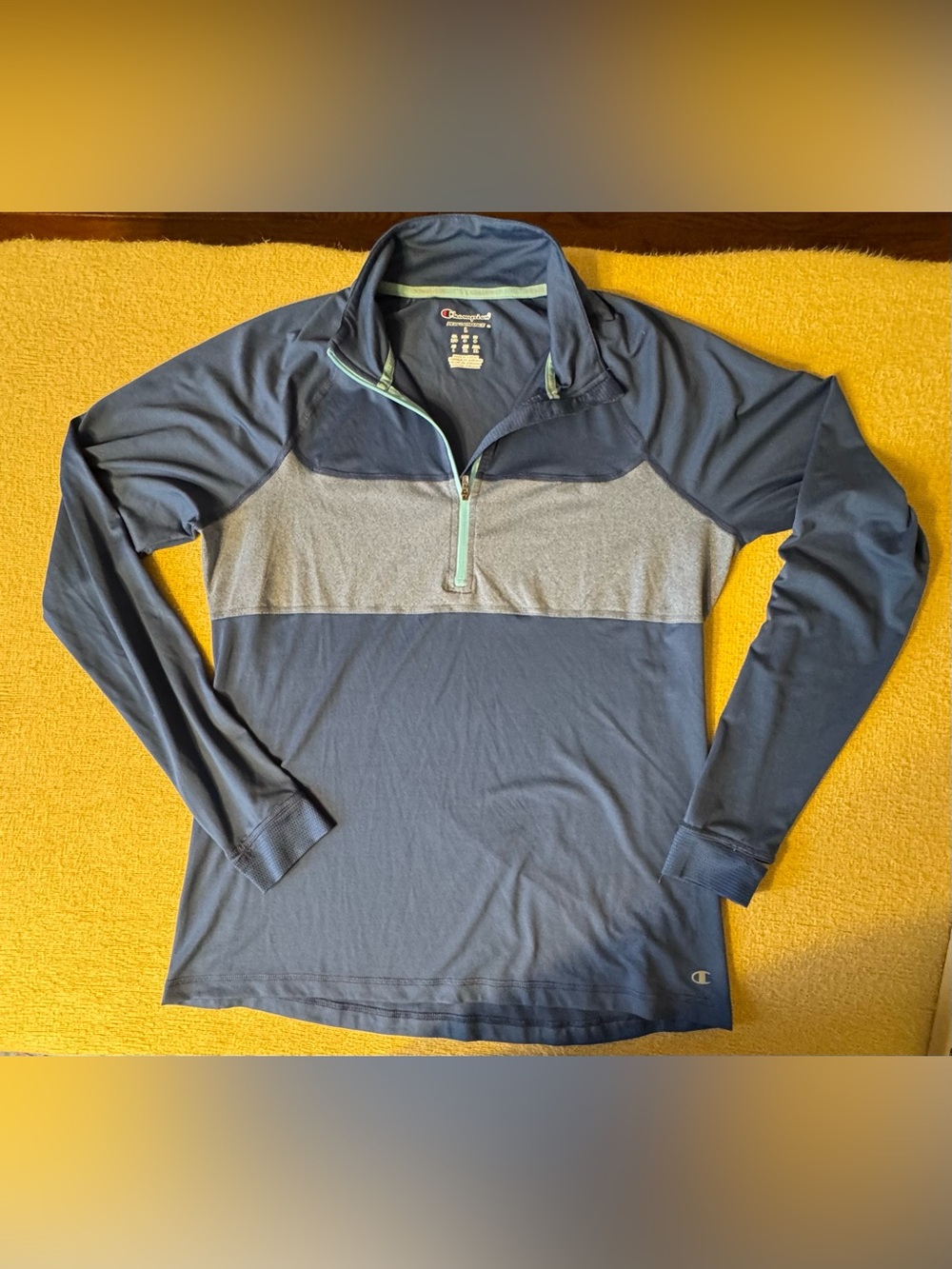 Champion Performance 1/4 zip Pullover in Navy with Mint Trim